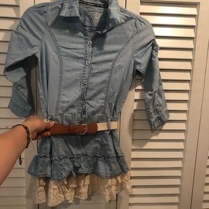 Denim and lace dress